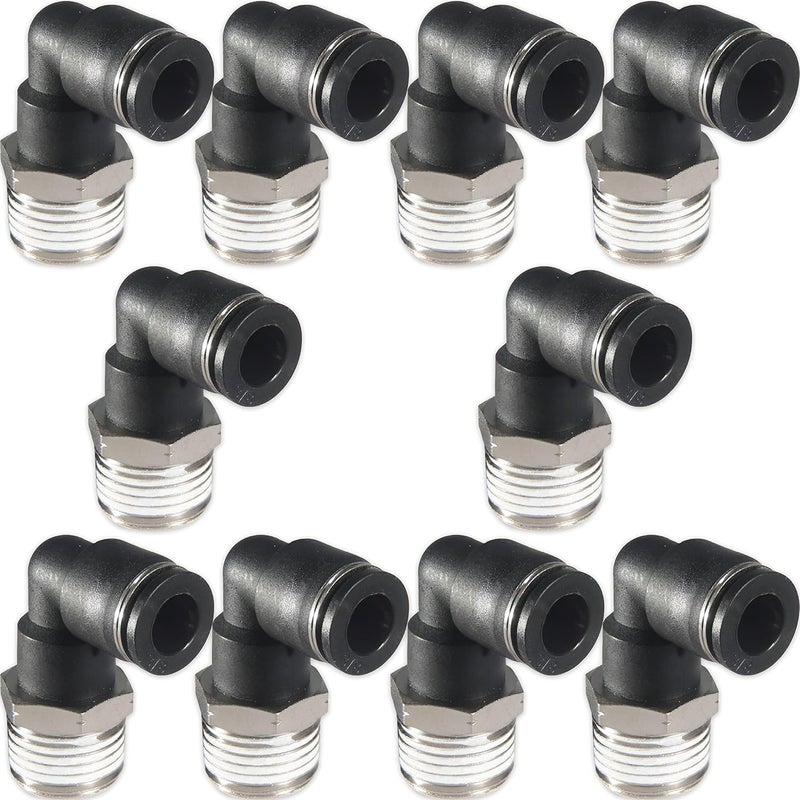 MSAEIQUN 3/8 Air hose fittings, Air fittings Male Elbow 3/8 Inch Tube OD x 1/2 NPT Thread Push to Connect Fitting, PL-3/8-N4 (Pack of 10) (3/8-1/2) - Image 1